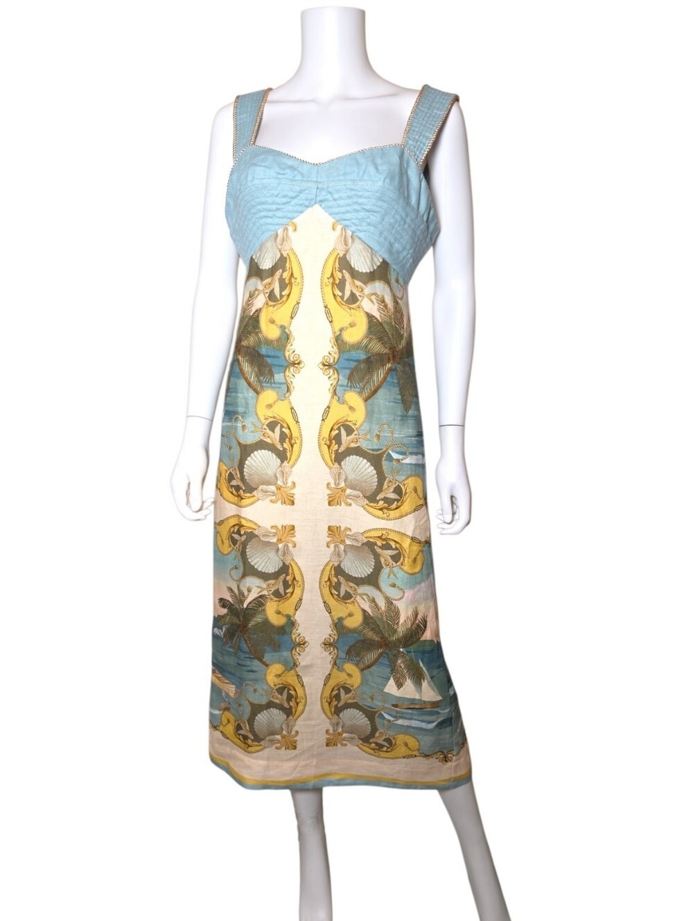$280 NWT FARM RIO Multicolor Royal Sea Maxi Dress Medium - Picture 3 of 6